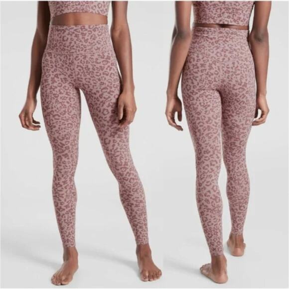 Athleta Leopard Elation Ultra High Rise Tights in Flora Mauve - Picture 1 of 8